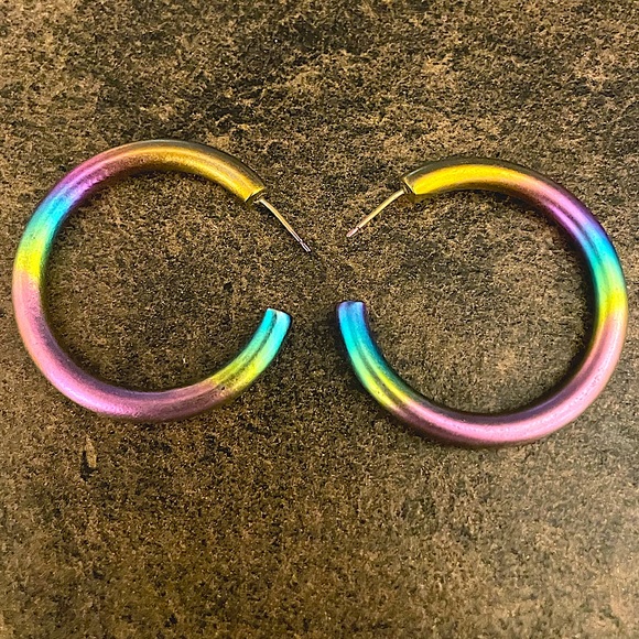 Vintage Avon Rainbow Earring Hoops w/ Surgical Steel Post / 1992 / EC ๐๐ค - Picture 2 of 4